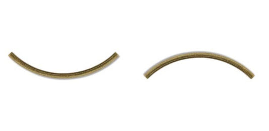 Brass 38x2mm Curved Tube Beads, Antiqued Brass, 144 pcs