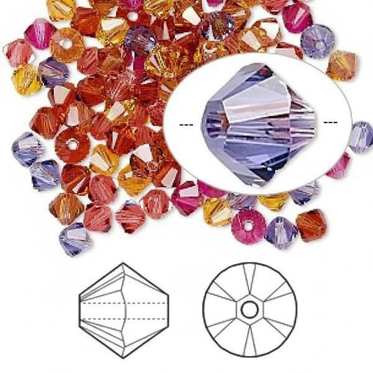 Swarovski Heat Color Mix Bicone Beads (5328), 4mm, 48 pcs