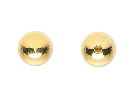 Gold Plated Brass Half-Drilled Memory Wire End Beads, 3mm or 5mm