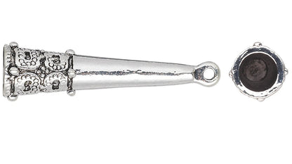 Antiqued Silver Pewter Textured Cone Bead Caps 29x8mm, Pkg of 6