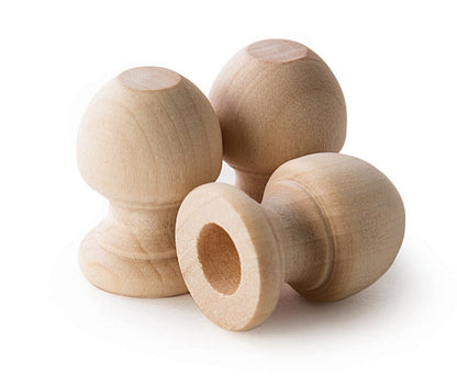 Hardwood Finial Dowel Cap Ends, Small Medium Large