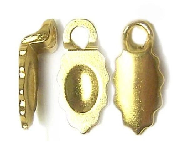 Aanraku Small 18KT Gold Plated Glue-On Leaf Bail, 13x6.5mm, 6 pcs