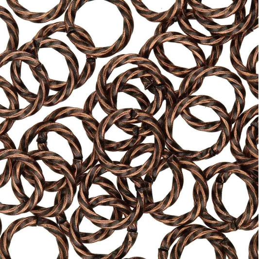 Beadsmith Antiqued Copper Brass Twisted Round Jump Rings, 8mm, 16 Gauge, 144 pcs