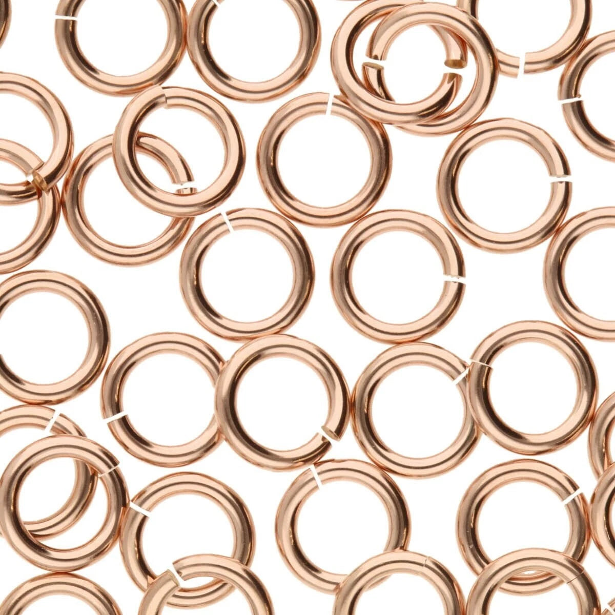 14Kt Rose Gold Filled Round Jumplock Jump Rings, 6mm, 18 Gauge (50)
