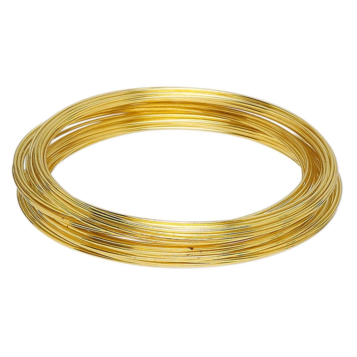 Gold Plated Stainless Steel Bracelet Memory Wire, 2-1/4 inch, 1 Ounce (approx. 50 Loops)