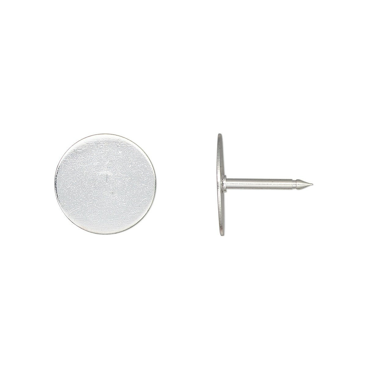 Silver Plated Brass Tie Tac Pins 12mm Round Pad