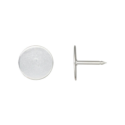 Silver Plated Brass Tie Tac Pins 12mm Round Pad