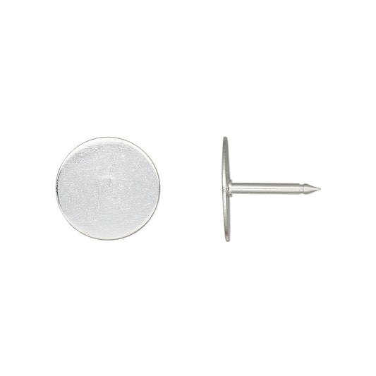 Silver Plated Brass Tie Tac Pins 12mm Round Pad