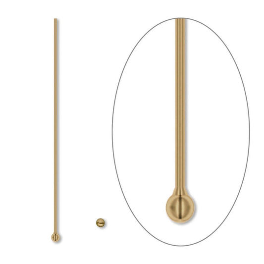 Antiqued Gold Plated Brass Ball Head Pins, 24 Gauge, 1-1/2 Inches, 1.5mm Ball, 100 pcs