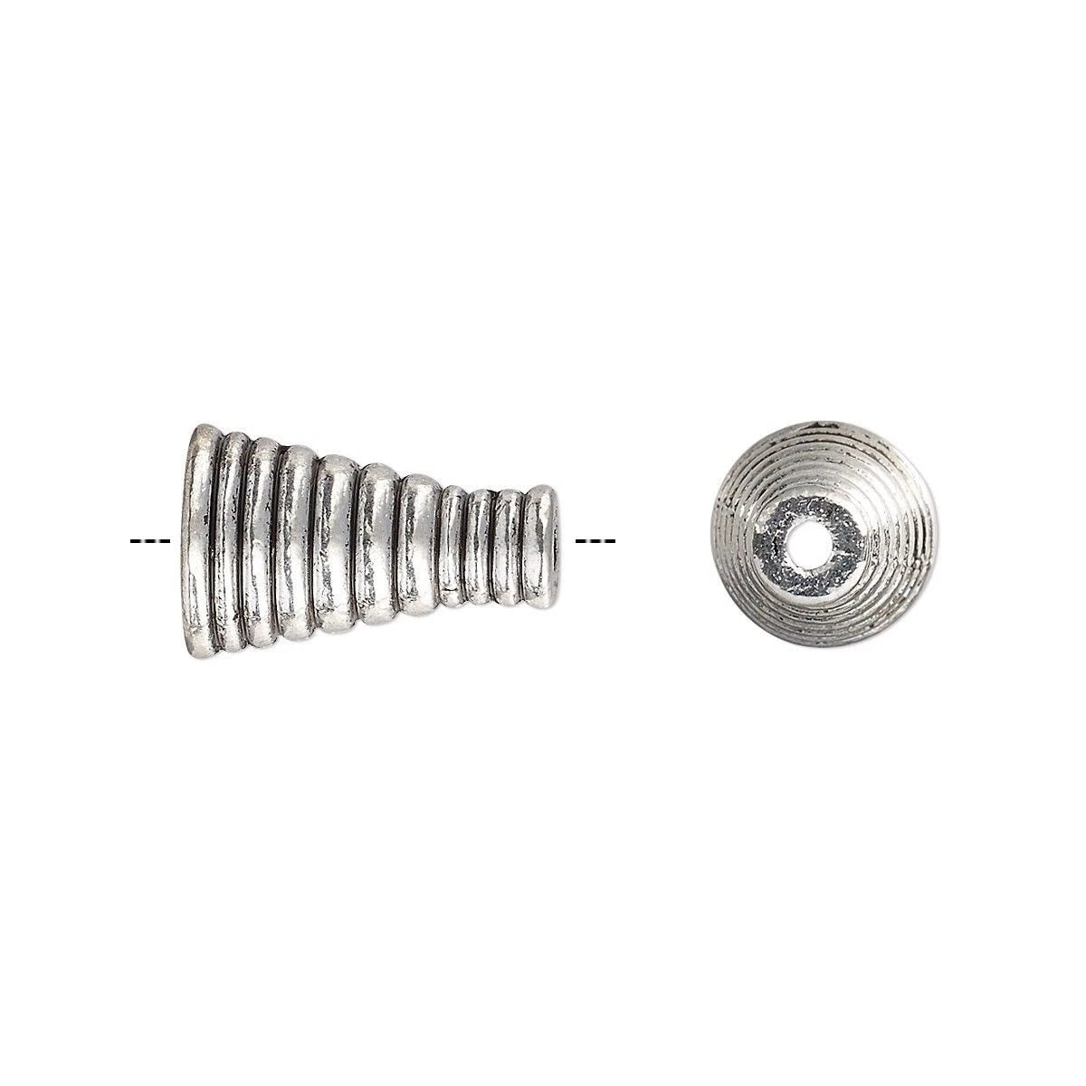 Antiqued Silver Pewter Lined Cone Bead Caps 16x10.5mm, Pkg of 10