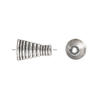 Antiqued Silver Pewter Lined Cone Bead Caps 16x10.5mm, Pkg of 10