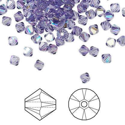 Swarovski Tanzanite AB Xilion Bicone Beads (5328), 4mm