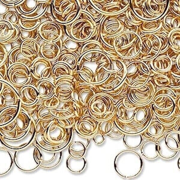Gold Plated Brass Open Jump Rings 20 Gauge Round, 100 pcs