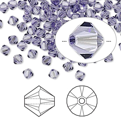 Swarovski Tanzanite Purple 5328 Bicone Beads, 4mm - 48 or 144 pcs
