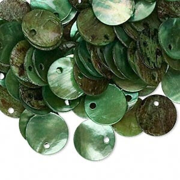 Mussel Shell 10mm Round Coin Drop Charms, 100 pcs