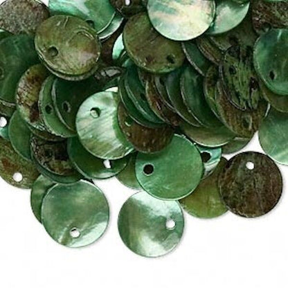 Mussel Shell 10mm Round Coin Drop Charms, 100 pcs