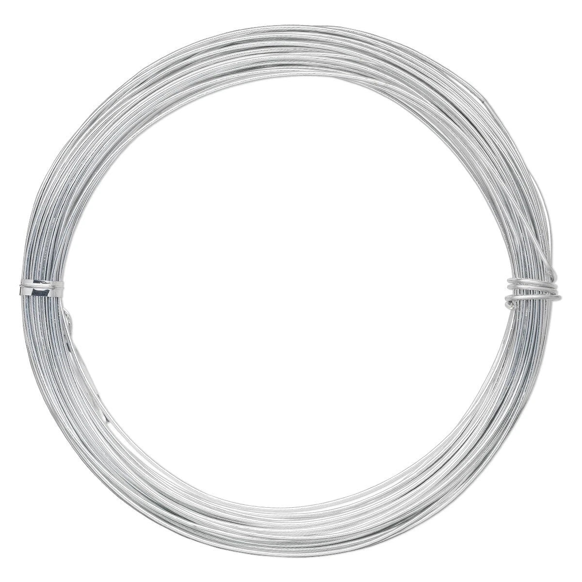 Silver Anodized Aluminum Round Wrapping Wire, 14 Gauge (1.5mm), 45 ft