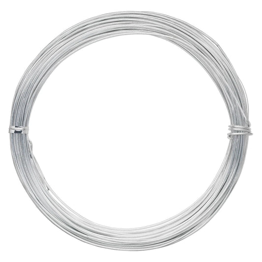 Silver Anodized Aluminum Round Wrapping Wire, 14 Gauge (1.5mm), 45 ft