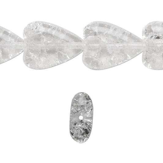 Clear quartz crystal beads with natural inclusions, shown as a strand segment and a single oval-shaped bead on a white background.