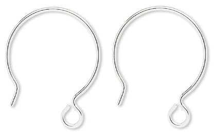 Sterling Silver French Hoop Ear Wires with Open Loop, 20x22mm, 21 Gauge, 2 Pairs
