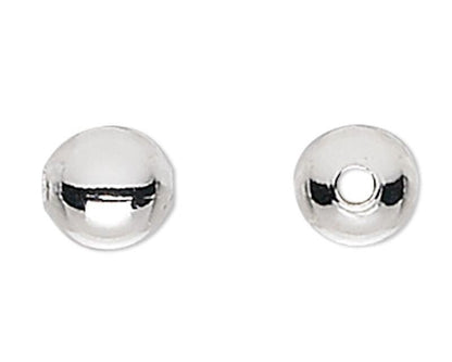 Silver Plated Brass 4mm Round Smooth Spacer Beads 0.8mm Hole (1000 pc)