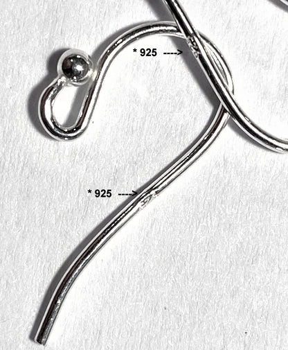 Sterling Silver Fishhook Ear Wires, 18mm, 2mm Ball, 20 Gauge, 50 pcs (25 Pairs)