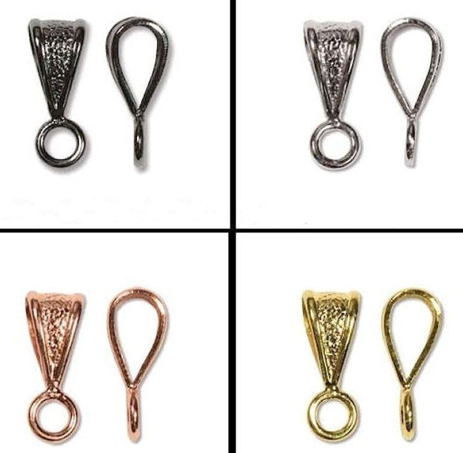 BeadSmith Brass Slide-On Pendant Bails with Loop, 5x5x14mm