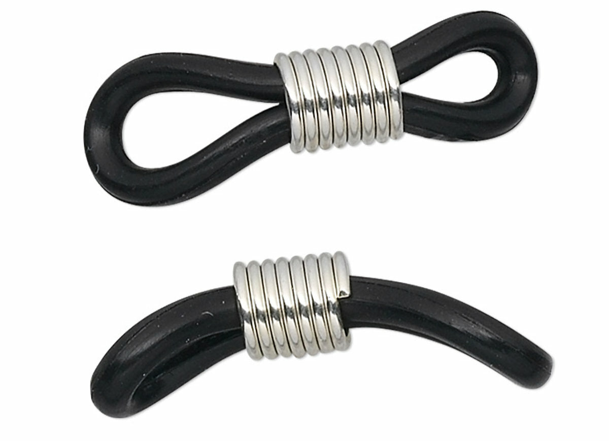 Black Rubber Eyeglass Holders with Adjustable Silver Coil