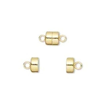 Gold Plated Brass Barrel Magnetic Clasps 8x6x5mm, 10 sets