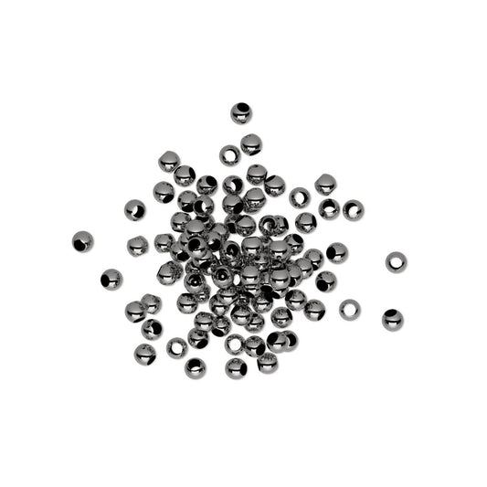 Gunmetal Plated Brass Smooth Micro Round Spacer Beads, 2mm, 100 pcs