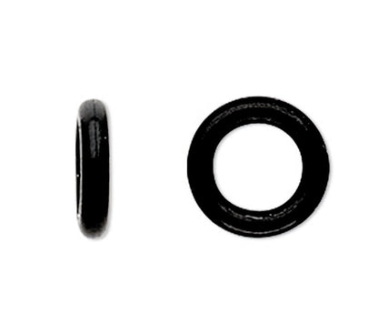 Oh! Ring Silicone Spacer Beads, Black, 7mm, 300 pcs