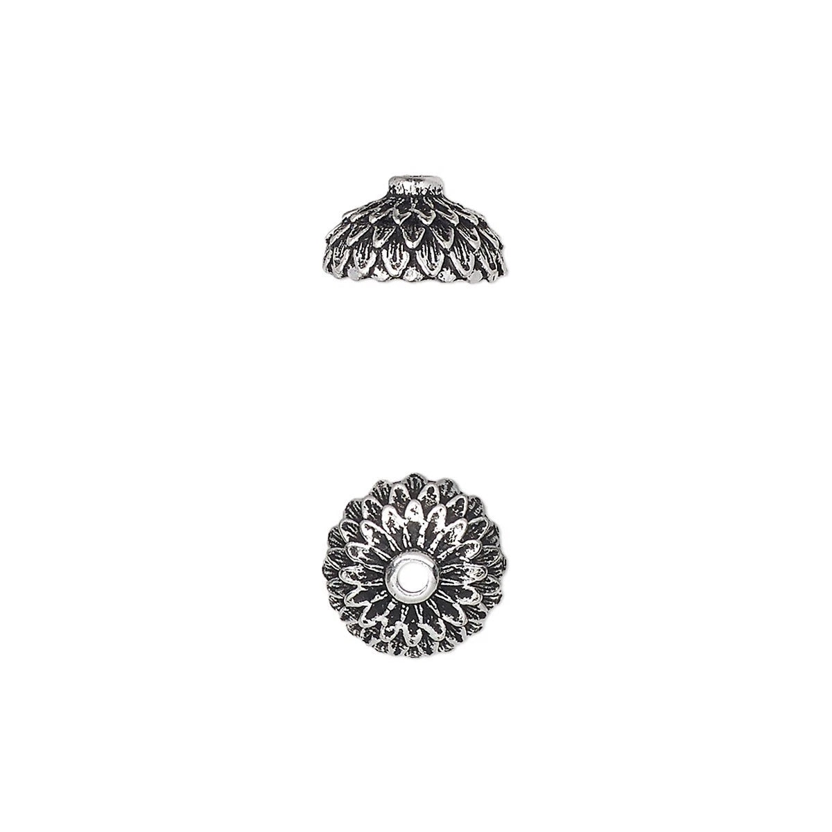 Antiqued Silver Pewter Acorn Bead Caps 9.5mm, Pkg of 2