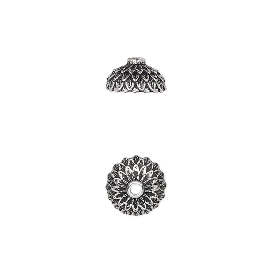 Antiqued Silver Pewter Acorn Bead Caps 9.5mm, Pkg of 2