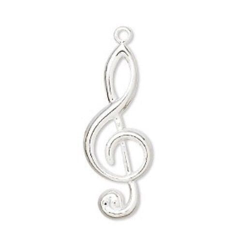 Gold or Silver Plated Brass Treble Clef Charm 31x12mm - 10 pcs