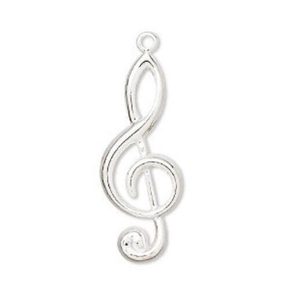 Gold or Silver Plated Brass Treble Clef Charm 31x12mm - 10 pcs