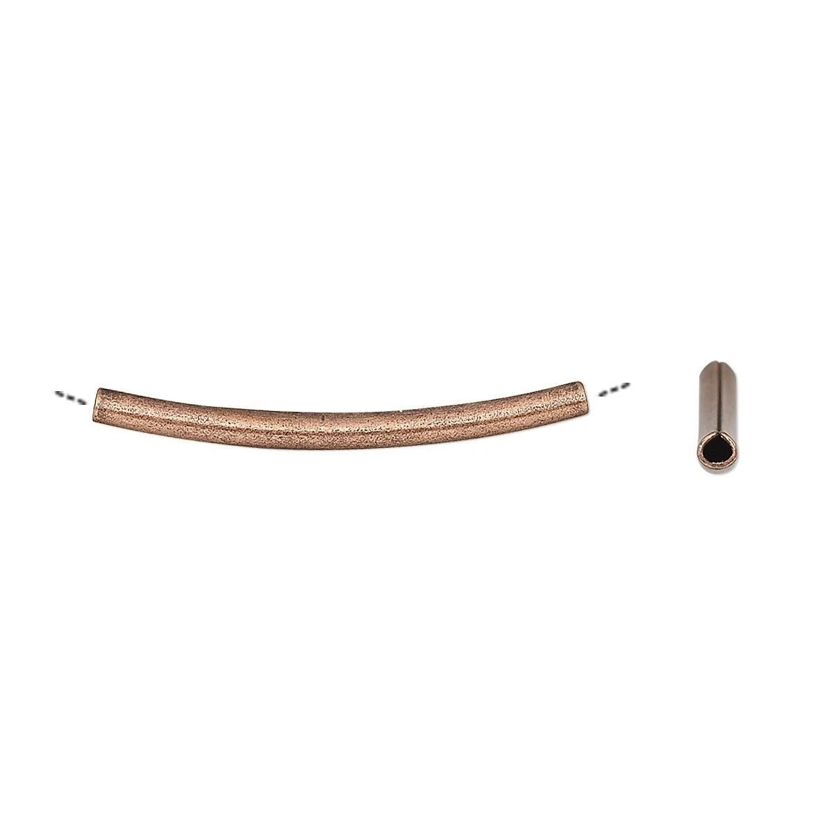Antiqued Copper Plated Brass Curved Tube Beads, 26x2mm, 20 pcs