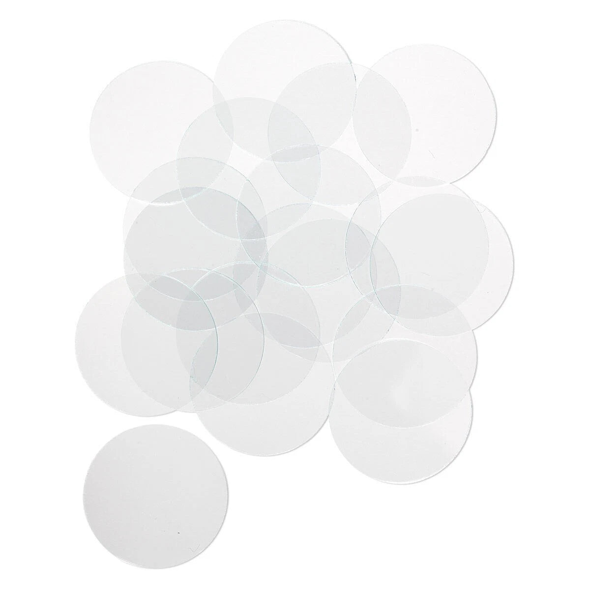 Clear Flat Art Glass Circles 1.5 Inch Grounded Edges (20 pc)