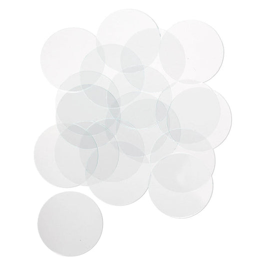 Clear Flat Art Glass Circles 1.5 Inch Grounded Edges (20 pc)