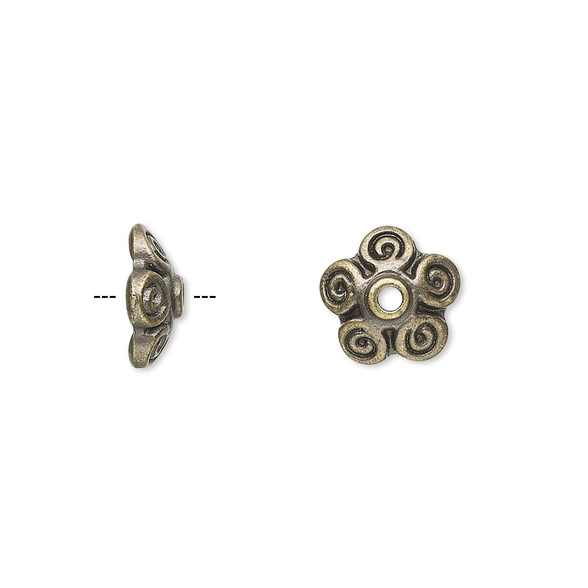 Antiqued Brass Pewter Filigree Bead Caps, 10x3mm, 10 pcs