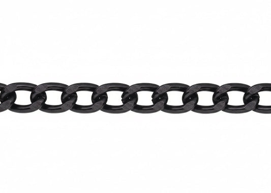 Anodized Aluminum Cable Chain, Black, 11x7mm Links, 25 ft Spool
