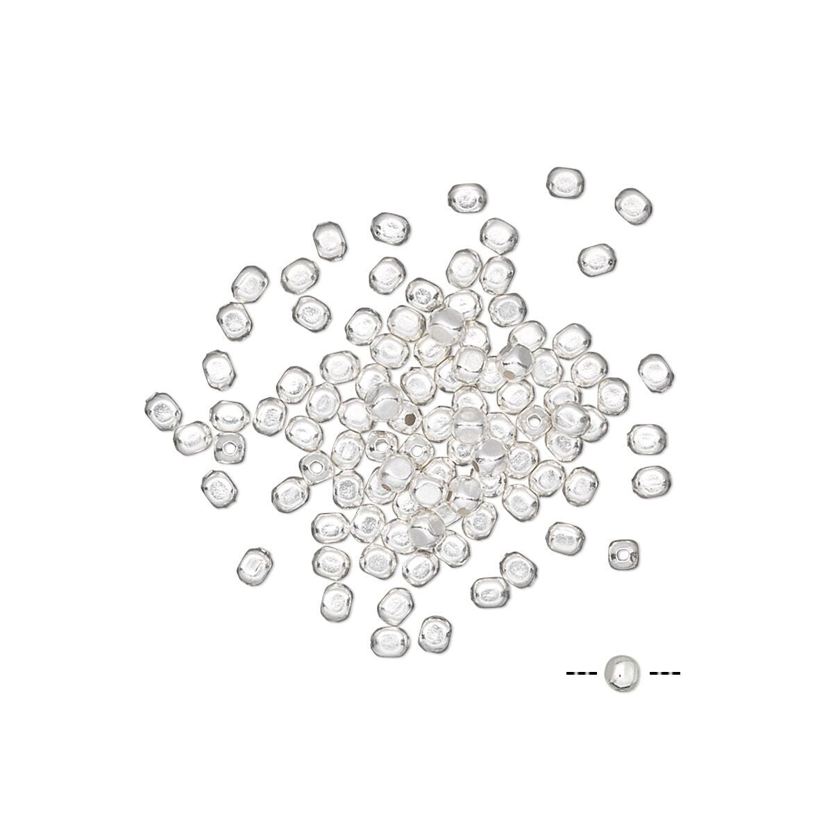 Silver Plated Brass 2mm Smooth Rounded Square Spacer Beads with 0.5mm Hole (100 pc)