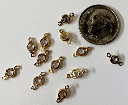 Gold Plated Brass Crystal Link Connectors with Swarovski Clear Crystals, 8mm, 12 pcs