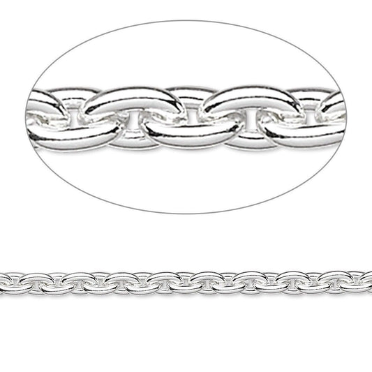 Silver Plated Steel Cable Chain, 4.8x3.3mm Links - 5 Feet