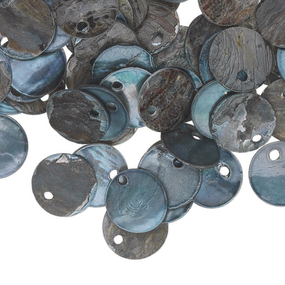 Mussel Shell 10mm Round Coin Drop Charms, 100 pcs