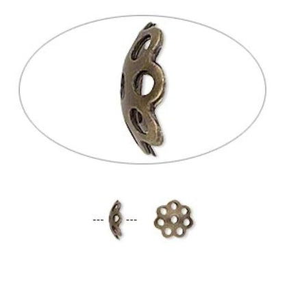 Antiqued Gold Plated Brass Round Cutout Bead Caps, 6x2mm, 100 pcs