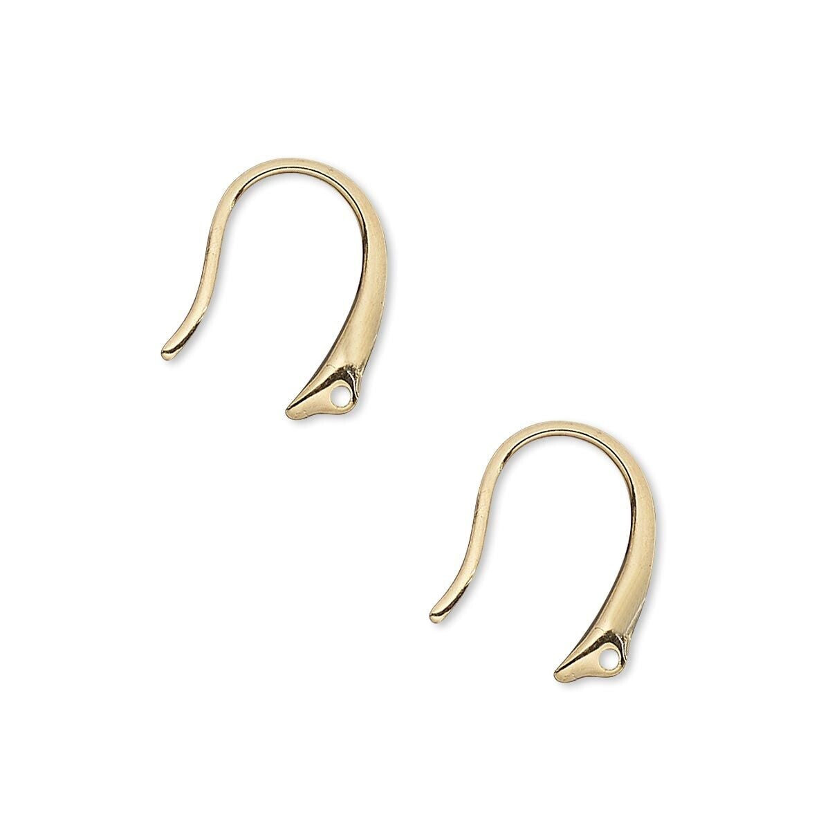 Plated Brass Fancy Fishhook Ear Wires 14mm Closed Loop - 10 pcs