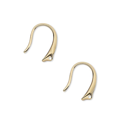 Plated Brass Fancy Fishhook Ear Wires 14mm Closed Loop - 10 pcs