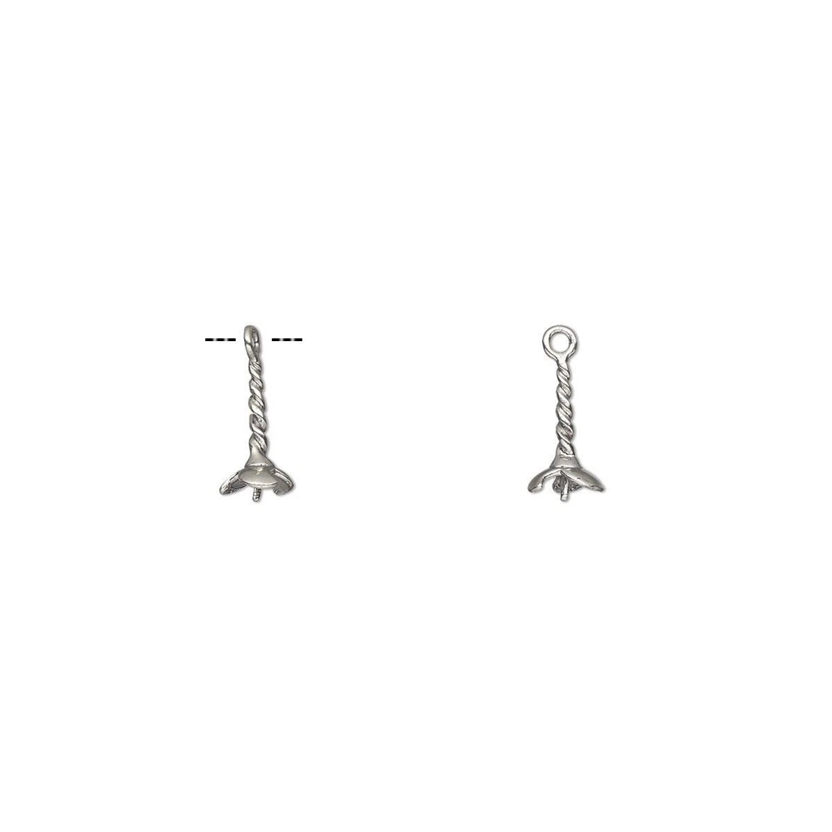 Sterling Silver Pendant Bail with Cup and Peg, 15x7mm, 2 pcs