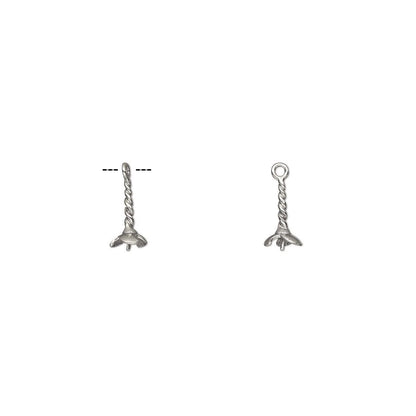 Sterling Silver Pendant Bail with Cup and Peg, 15x7mm, 2 pcs