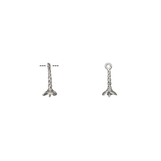 Sterling Silver Pendant Bail with Cup and Peg, 15x7mm, 2 pcs